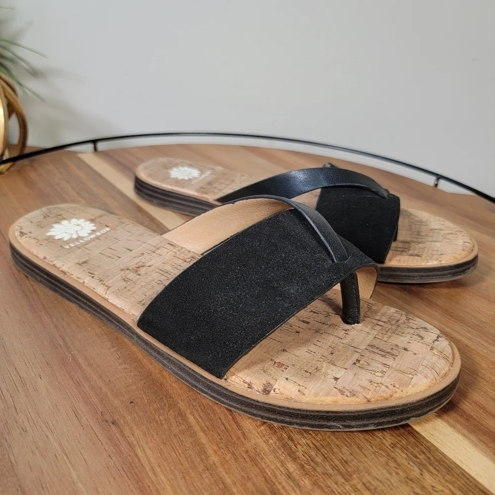 Yellow Box Barann Black Suede and Leather Strap Sandals Size 8 - Picture 6 of 16